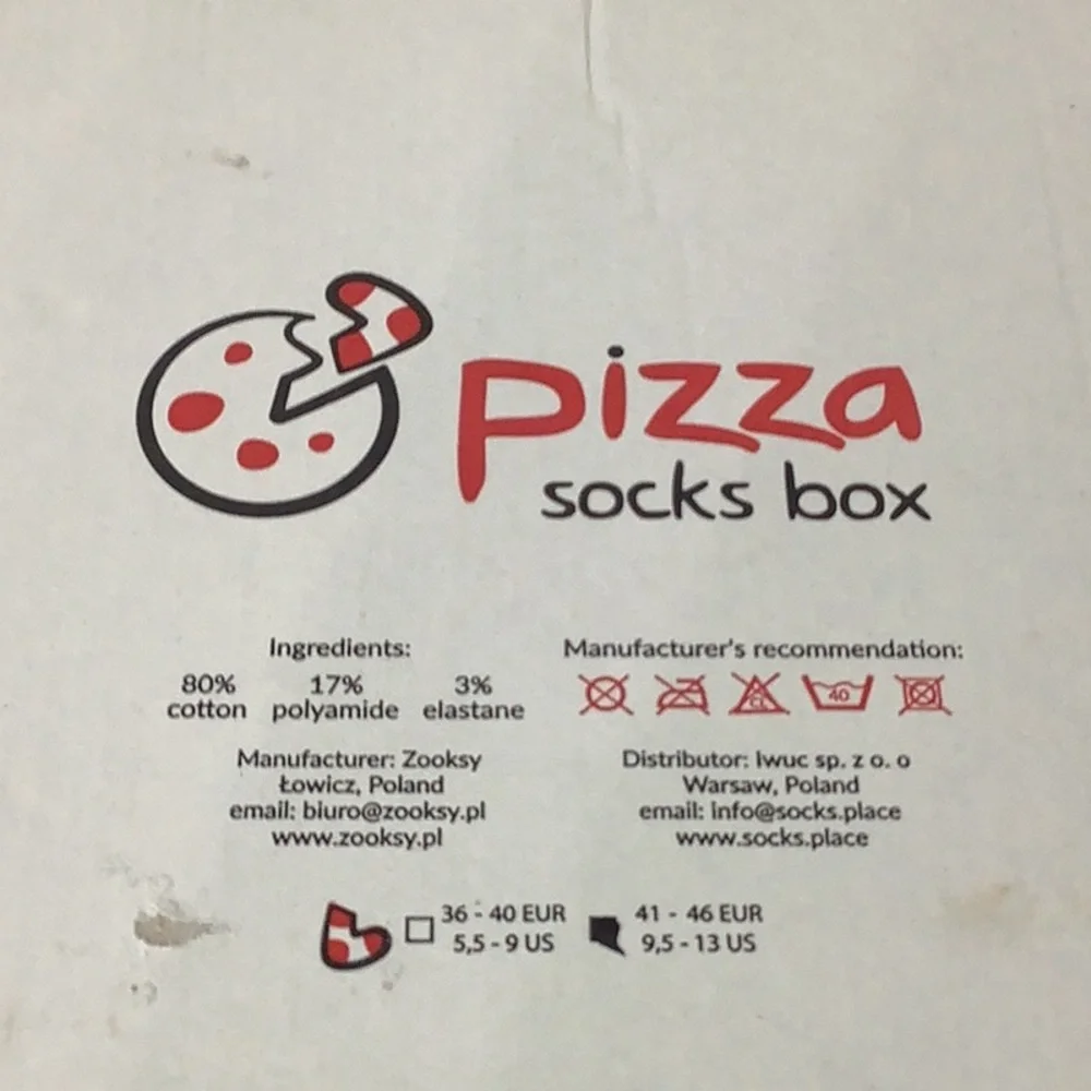 PizzaSocks Box NEW - Shoesize EU 41 - 46  fun gift - looks like 10 pair of socks
